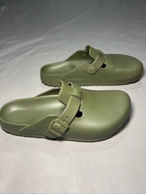 Birkenstock Olive Green Slip-On EVA Clogs with Adjustable Strap